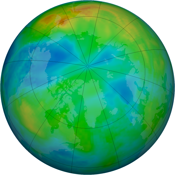 Arctic ozone map for 22 November 1985
